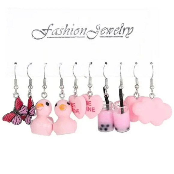 Fashion Jewelry Pink Novelty Dangle Earrings - Picture 1 of 9